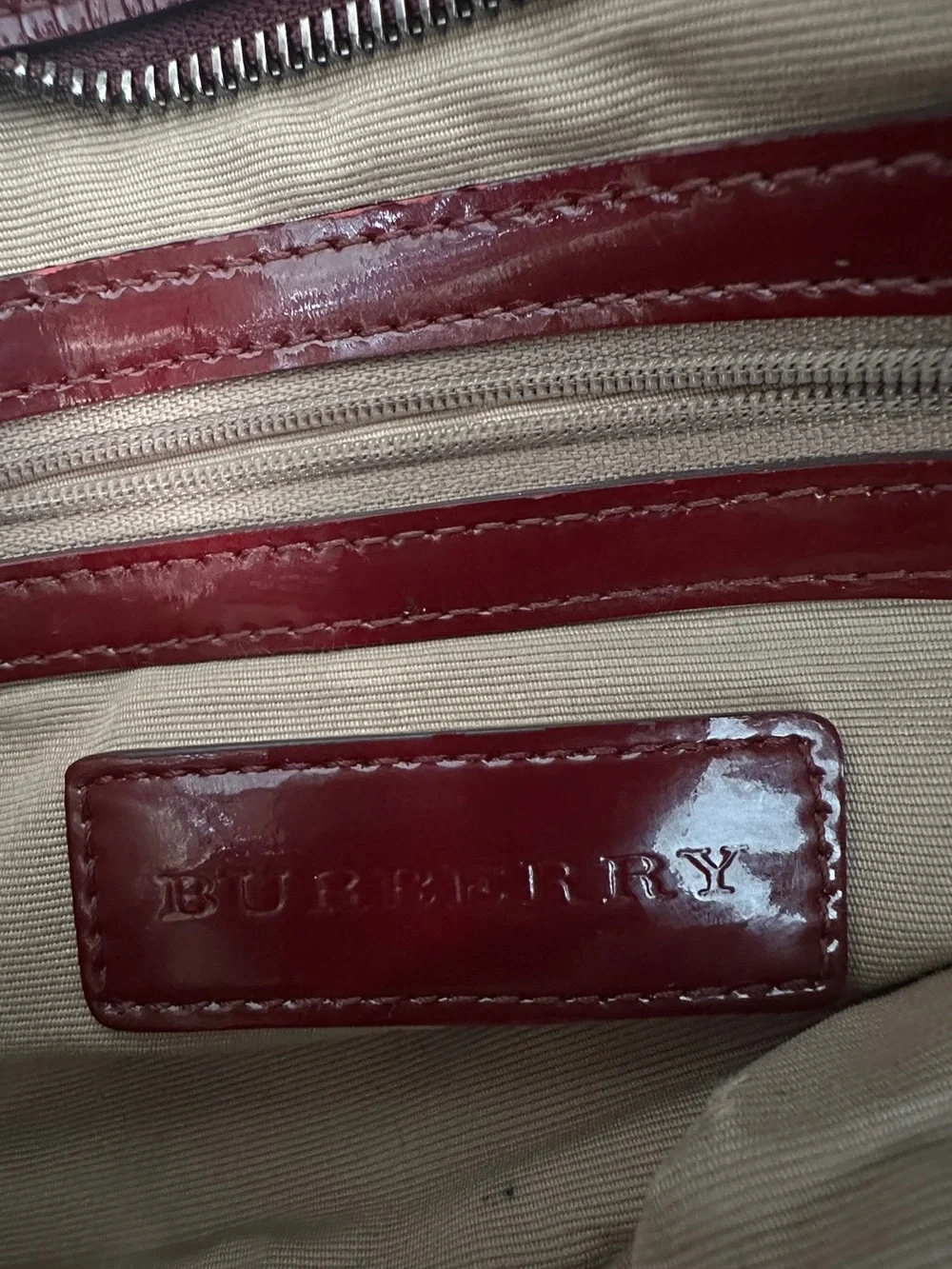 Burberry vintage - Beige Nova Check Shoulder Bag with Burgundy Trim